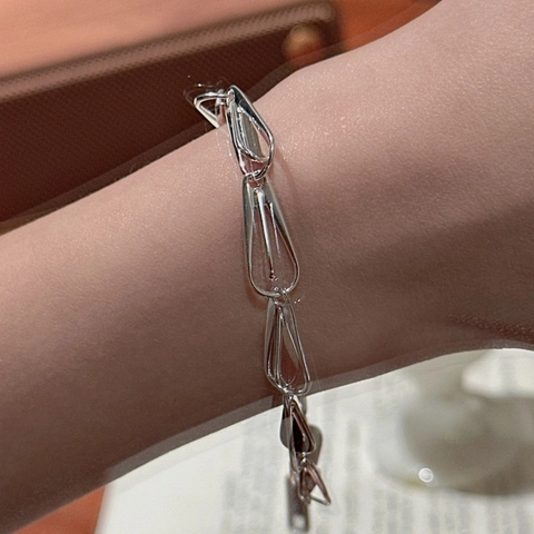 S925 Sterlingsilber Koreanisch Minimalistisch Tränenform Armband Für Damen Verstellbar Geometrisch Ins Stil Schmuck Geschenk
