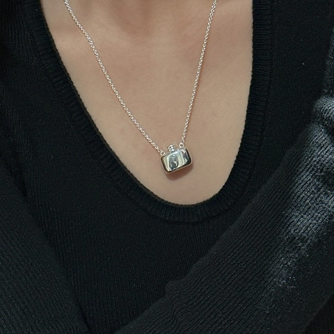 S925 Sterling Silver Flask Pendant Necklace For Women Retro Minimalist Geometric Clavicle Chain Korean Style INS Jewelry Gift