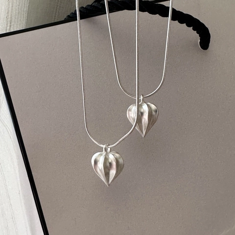 S925 Sterling Silver Matte Physalis Fruit Pendant Necklace Vintage Minimalist Snake Chain For Women Niche Aesthetic Jewelry