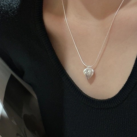 S925 Sterling Silver Matte Physalis Fruit Pendant Necklace Vintage Minimalist Snake Chain For Women Niche Aesthetic Jewelry