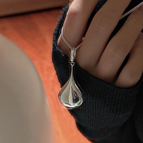 925 Sterlingsilber Tränen Anhänger Für Damen Minimalistisch Spiegelpoliert Wassertropfen Halskette Zubehör Nischendesign Schmuck