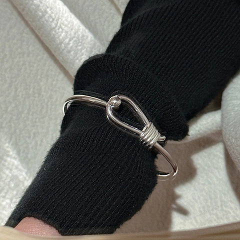 925 Sterling Silver Knot Bangle For Women Vintage Minimalist Electroplated Horse Hoof Design Bracelet Jewelry Daily Gift