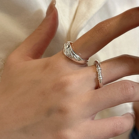 Minimalistischer S925 Sterlingsilber Offener Verstellbarer Ring Für Damen Geometrische Linien Mode Personalisierter Fingerring