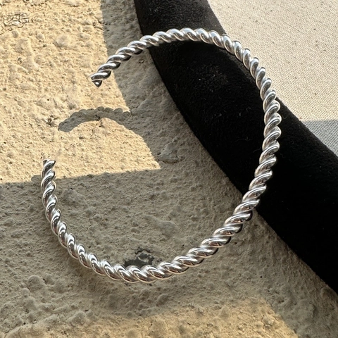 925 Sterlingsilber Verdrehter Armreif Für Damen Vintage Minimalist Manschette Koreanische Mode Schmuck Elegantes Geschenk