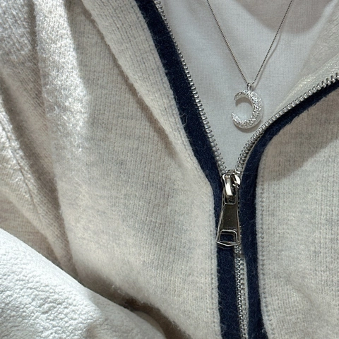 Collar con Colgante de Luna Creciente de Plata de Ley 925 Texturizada Vintage para Mujer Joyería de Clavícula Minimalista Coreana
