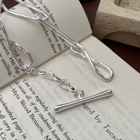 Bracciale in Argento Sterling 925 Con Nodo per Donna Minimalista Geometrico Irregolare Con Chiusura a T Bracciale Gioielli