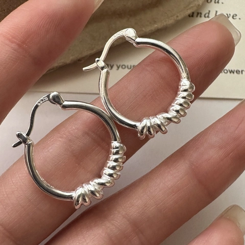 925 Sterlingsilber Geknotete Gedrehte Creolen Für Damen Minimalistische Vintage Geometrische Ohrringe Schmuck Geschenk