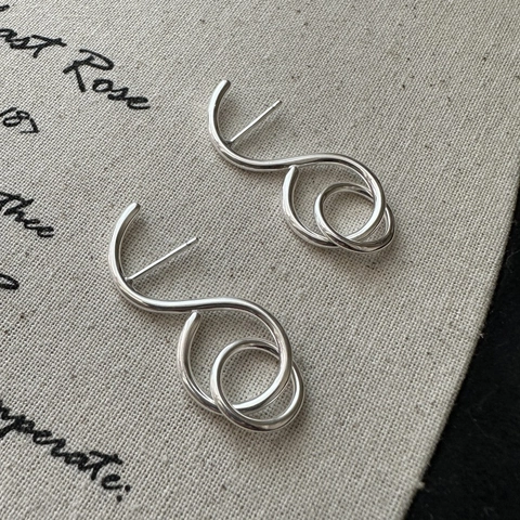 925 Sterling Silver Minimalist S-Curve Circle Drop Earrings For Women Niche Design Geometric Dangle Earrings Jewelry Gift