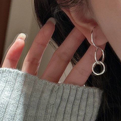 925 Sterling Silver Minimalist S-Curve Circle Drop Earrings For Women Niche Design Geometric Dangle Earrings Jewelry Gift