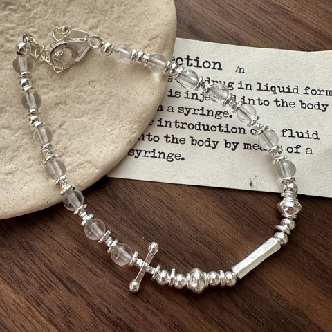Bracciale Perline Croce In Argento Sterling S925 Per Donna Perle Di Cristallo Bianco Catena Regolabile Gioielli Vintage Minimalisti