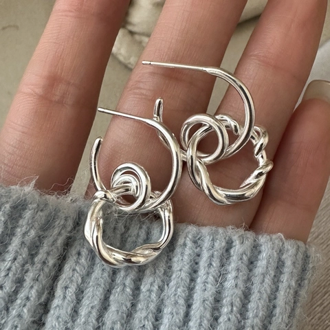 Orecchini in Argento Sterling S925 Con Texture a Croce Intrecciata per Donna Orecchini Geometrici Stile Coreano Minimalista Vintage