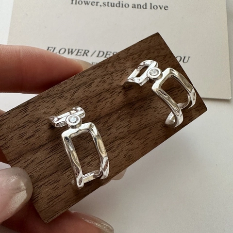 925 Sterling Silver Geometric Hollow Ear Studs For Women Minimalist Rhinestone Perfume Bottle Shape Earrings Jewelry Gift