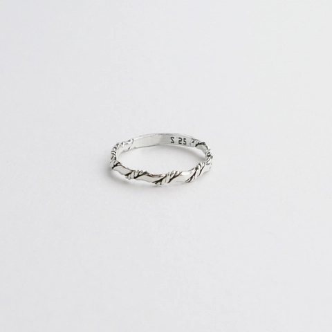 Anillo de Cuerda Trenzada de Plata de Ley 925 para Mujer Diseño Retro Minimalista Coreano Geométrico Envejecido Anello Apilable Joyería de Moda