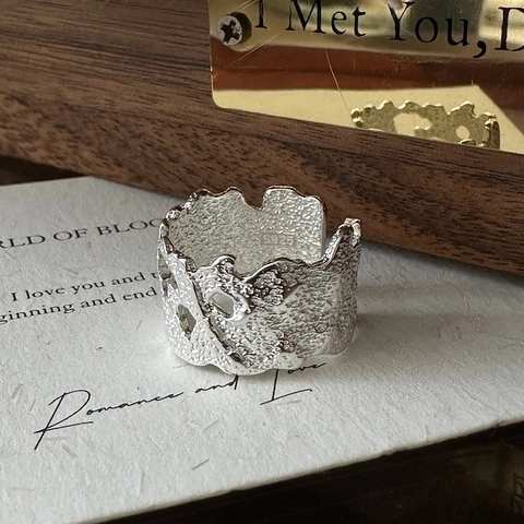 S925 Sterlingsilber Unregelmäßige Geschmolzene Textur Offener Ring Für Damen Minimalistische Nische Design Schmuck Geschenk