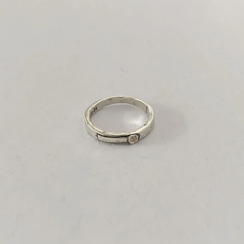 S925 Argento Sterling Anello Texture Martellata Irregolare per Donna Coreano Minimalista Semplice Strass Anello Gioielli Vintage