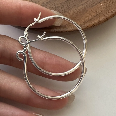 Orecchini a Cerchio in Argento Sterling S925 per Donna Orecchini a Bottone a Doppio Cerchio Lucidati Geometrici Minimalisti