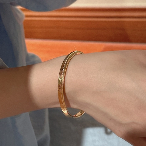 S925 Sterlingsilber Vergoldet Armreif Minimalistisch Wellenmuster Koreanischen Vintage Stil Unregelmäßige Geometrische Offene Armband