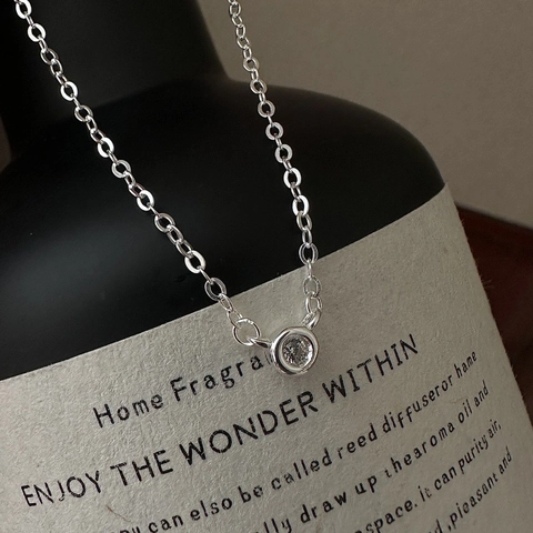925 Sterling Silver Round Zirconia Pendant Necklace For Women Minimalist Korean Style Clavicle Chain Fine Jewelry Gift