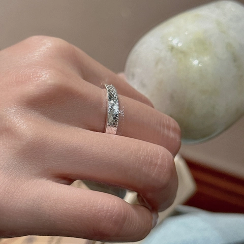 Minimalistischer 925 Sterling Silber Wabenring Für Damen Verstellbarer Geometrischer Textur Fingerring Schmuck Geschenk
