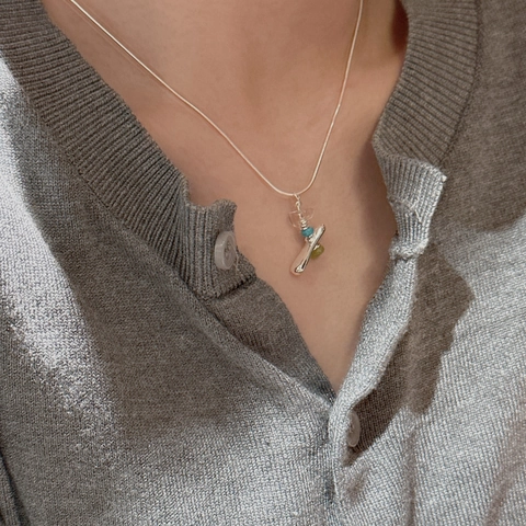 925 Sterling Silver Beaded Necklace For Women Vintage Irregular Geometric Pendant Snake Chain Minimalist Elegant Jewelry