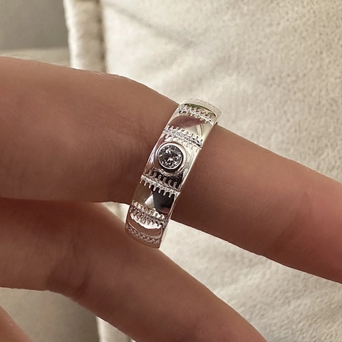 925 Sterlingsilber Offen Verstellbarer Ring Für Damen Koreanisch Retro Vertikale Textur Zirkonia Eingelegt Minimalistischer Schmuck