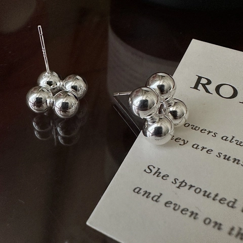 S925 Sterlingsilber Minimalistisch Rundperle Ohrstecker Für Damen Vintage Koreanischer Stil Mode Schmuck