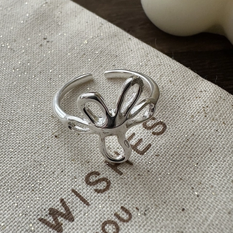 Minimalistischer 925 Sterling Silber Offener Ring Mit Hohlblume Für Damen Vintage Koreanischer Stil Verstellbarer Fingerring