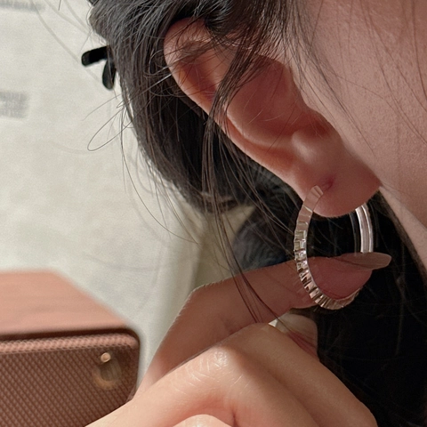 925 Sterling Silver Hammered Hoop Earrings For Women Vintage Minimalist Irregular Geometric Texture Round Earring Jewelry