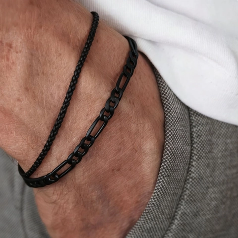 Bracciali A Strati In Acciaio Inossidabile Con Catena Figaro E Intrecciata Gioielli Da Uomo Stile Urbano Minimalista
