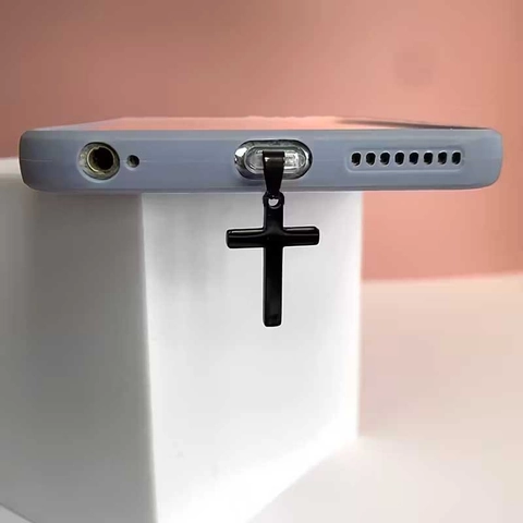 Stainless Steel Cross Phone Dust Plug Minimalist Metal Texture Dustproof Charm Compatible With iPhone And Type-C Port Accessory
