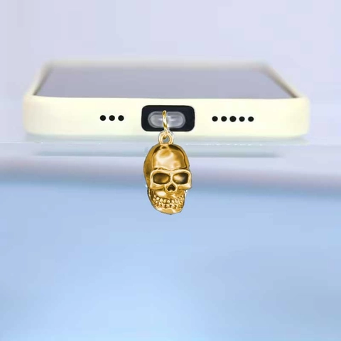 Stainless Steel 3D Skull Phone Dust Plug Punk Dark Style Anti-Dust Port Protector Charm For iPhone And Type-C Port