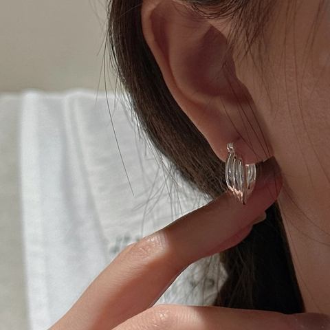 Orecchini a Cerchio Torsadé in Argento Sterling S925 Vintage per Donna Orecchini Huggie Geometrici Minimalisti Gioielli di Moda