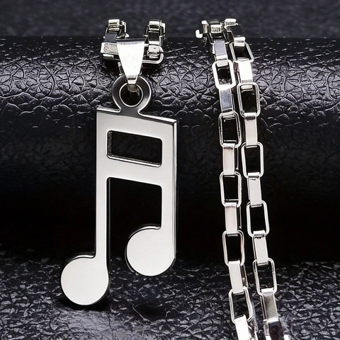 Collana con Ciondolo a Forma di Nota Musicale in Acciaio Inossidabile Unisex Catena Veneziana Argento Simbolo Musicale Gioielli di Moda