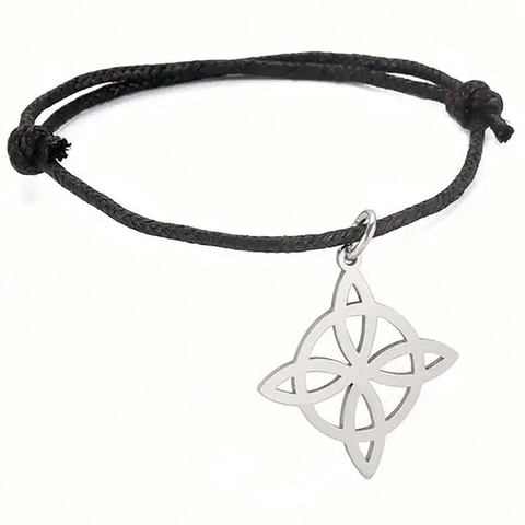 Edelstahl Hexenknoten Armband Verstellbares Geflochtenes Seil Keltischer Knoten Mystischer Geometrischer Anhänger Schmuck Geschenk