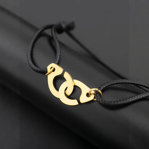 Minimalistisches Edelstahl Handschellen Geflochtenes Seil Armband Für Damen Herren Verstellbare Wachskordel Geometrisches Schmuck