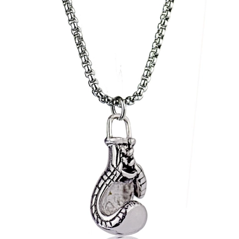 Collana con Pendente a Guantone da Boxe in Acciaio Inossidabile per Uomo Gioielli Sportivi Hip Hop Catena Veneziana