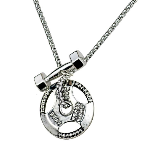 Collar de Acero Inoxidable Fitness Mancuerna Disco de Pesas Colgante Motivacional Joyería de Gimnasio Regalo Deportivo Hombre Mujer