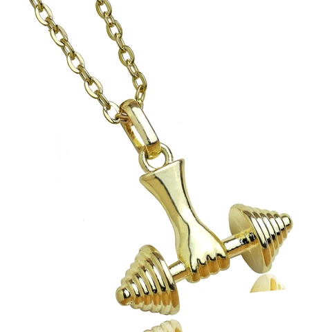 Collana con Pendente a Manubrio in Lega di Moda per Donna Uomo Palestra Fitness Forza Muscolare Braccio Gioielli Allenamento Regalo