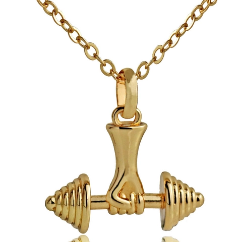 Fitness Hantel Anhänger Halskette Für Herren Damen Legierung Galvanisierte Faust Griff Schmuck Krafttraining Geschenk
