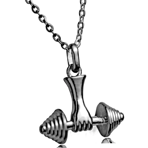 Mode Legierung Hand Hält Hantel Anhänger Halskette Fitness Schmuck Für Herren Damen Galvanisierte Gym Stil Hantelkette