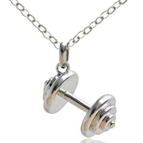 Fitness Dumbbell Pendant Necklace For Women Copper Electroplated Gym Jewelry Weightlifting Sports Motivation Accessory Gift
