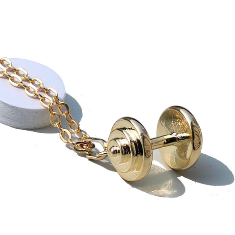 Collar con Colgante de Mancuerna de Fitness para Mujeres Hombres Cobre Galvanizado Pesas Gimnasio Entrenamiento Joyería