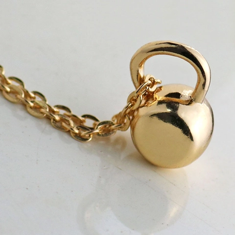 Copper Kettlebell Pendant Necklace For Women Electroplated Champagne Gold Silver Black Gym Sports Cross Chain Fashion Jewelry