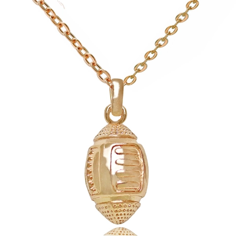 3D American Football Anhänger Halskette Für Damen Kupfer Gold Silber Plattiert Sport Stil Mode Schmuck Fußball Charme Kette