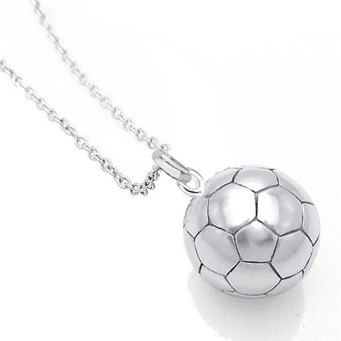 3D Fußball Anhänger Halskette Für Damen Legierung Sport Thema Galvanisierte Box-Kette Schmuck Geschenk Für Fußballfans
