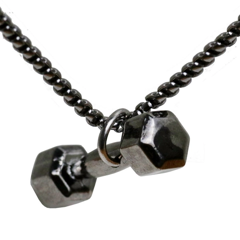 Collana con Pendente a Manubrio Fitness da Uomo in Lega Gioielli Sportivi per Amanti del Bodybuilding e Allenamento