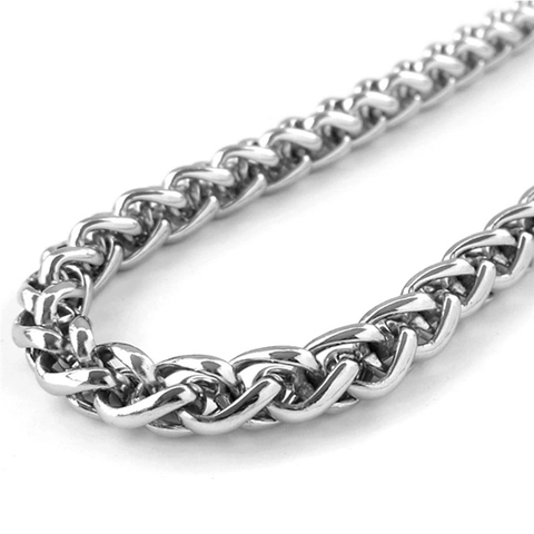 Unisex Titanstahl Kielkette Halskette Polierte Weizen Geflochtene Gliederkette Schmuck Hypoallergen Alltag Casual Halsschmuck