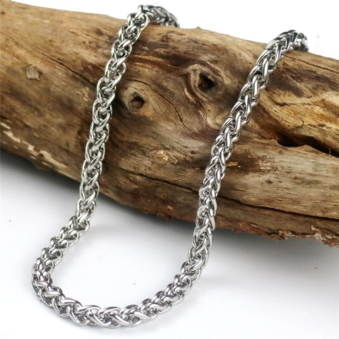 Unisex Titanstahl Kielkette Halskette Polierte Weizen Geflochtene Gliederkette Schmuck Hypoallergen Alltag Casual Halsschmuck