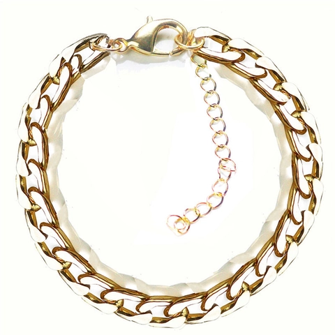 Men's Stainless Steel NK Flattened Chain Bracelet Classic Gold Silver Plated Cuban Link Wristband For Men Minimalist Jewelry