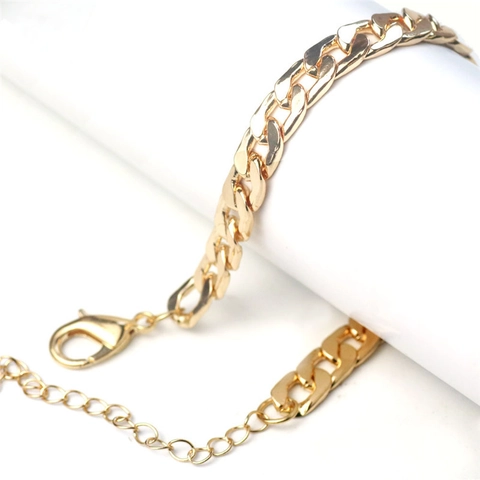 Men's Stainless Steel NK Flattened Chain Bracelet Classic Gold Silver Plated Cuban Link Wristband For Men Minimalist Jewelry